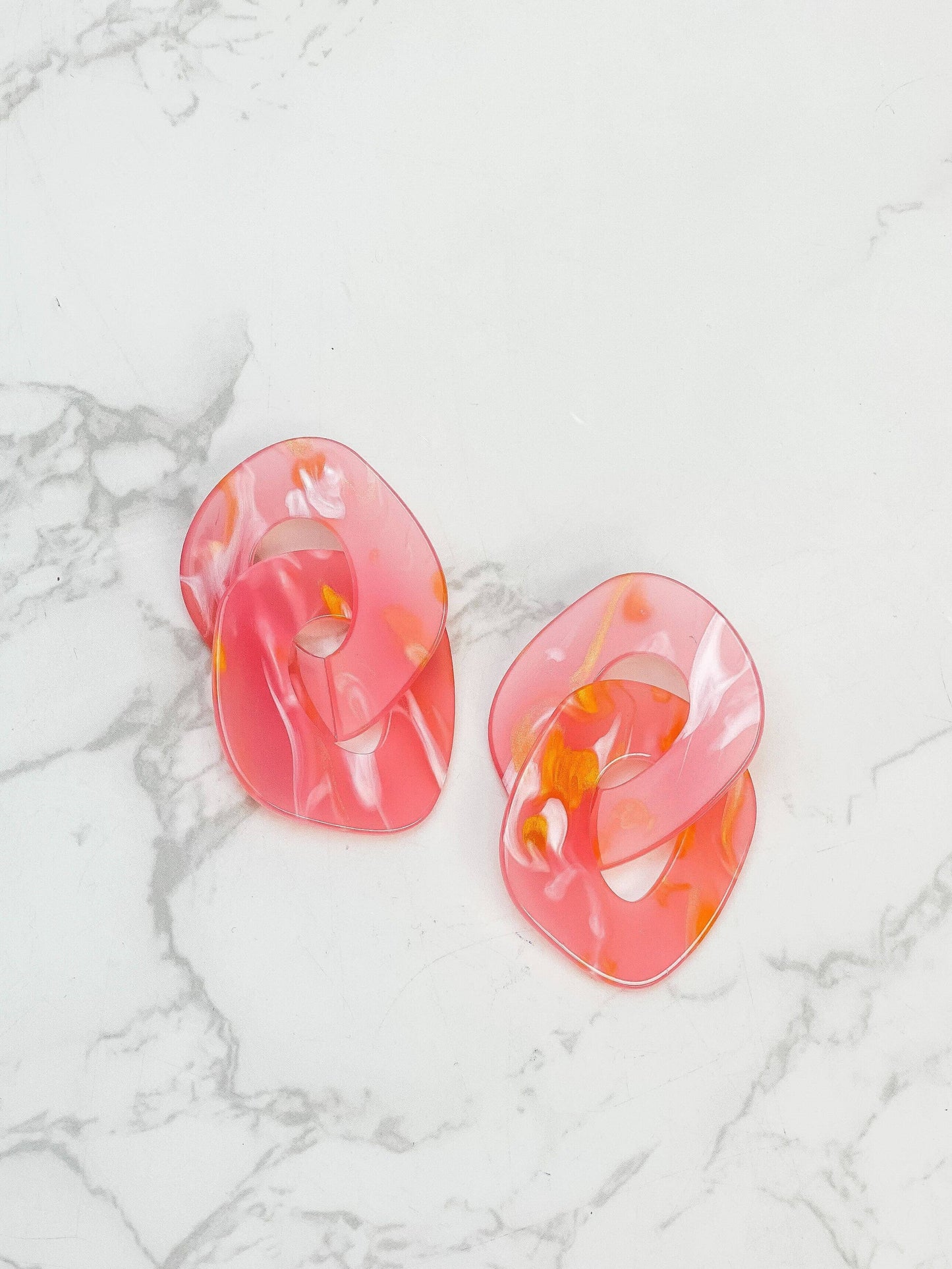 Marbled Linked Statement Dangle Earrings