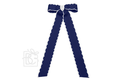Moonstitch Two Tone Flat Bow Streamer (Dark Navy & White)