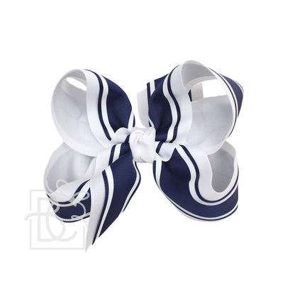 Layered Bow w/ White Bold Stripes