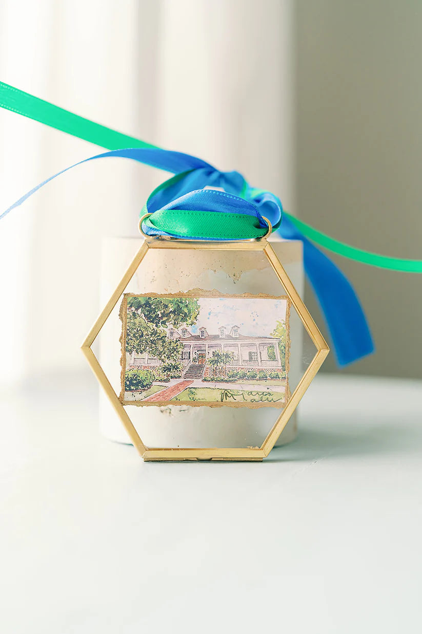 Bayside White House Gold Framed Ornament