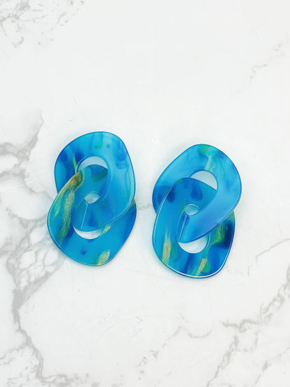 Marbled Linked Statement Dangle Earrings