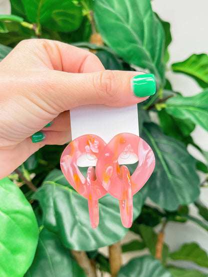 Marbled Linked Statement Dangle Earrings