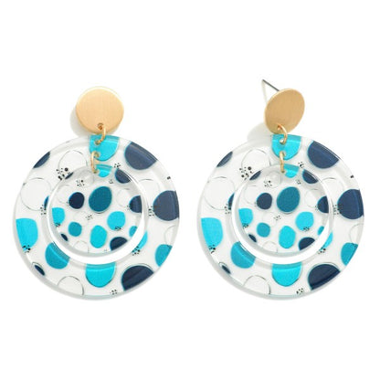Circular Polka Dot Resin Drop Earrings