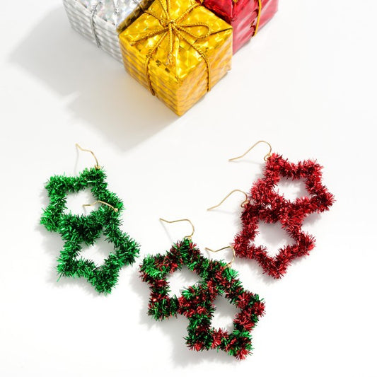 Tinsel Wrapped Star Drop Earring - 276862