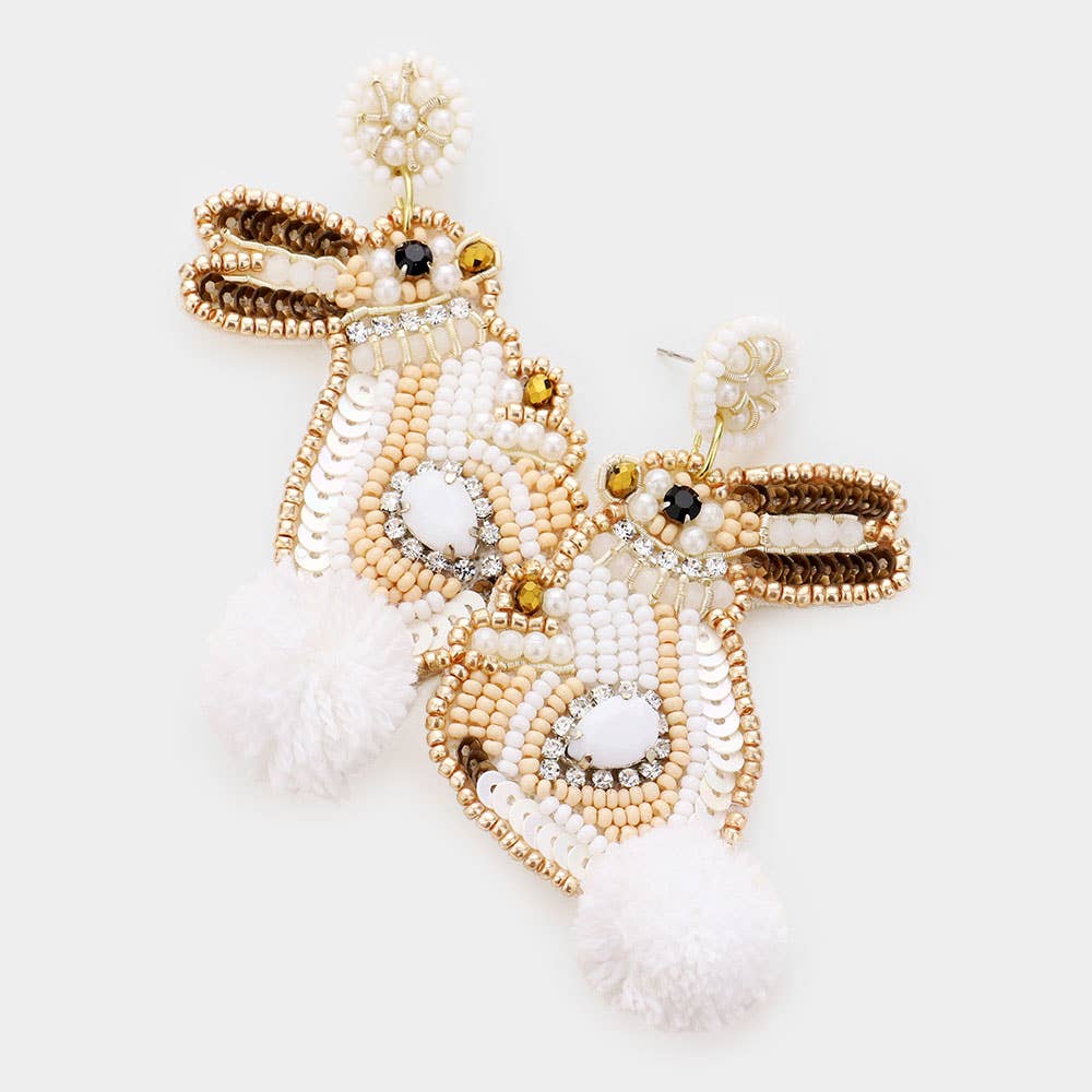 Easter Bead Earring | Bunny with White Tail