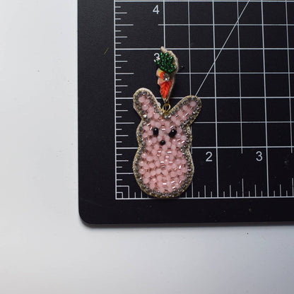 Easter Bead Earring | Pink Bunnies with Carrots