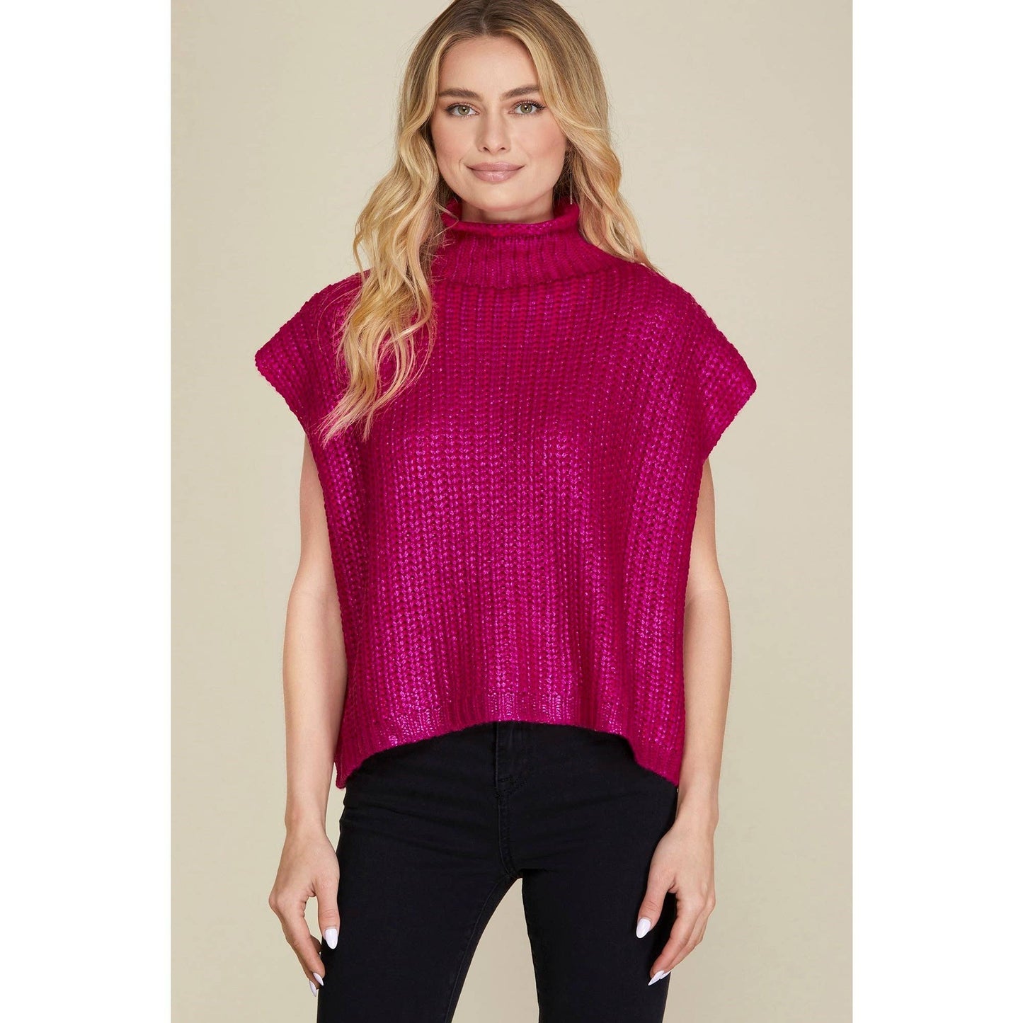 Metallic Foil Short Sleeve Sweater Top