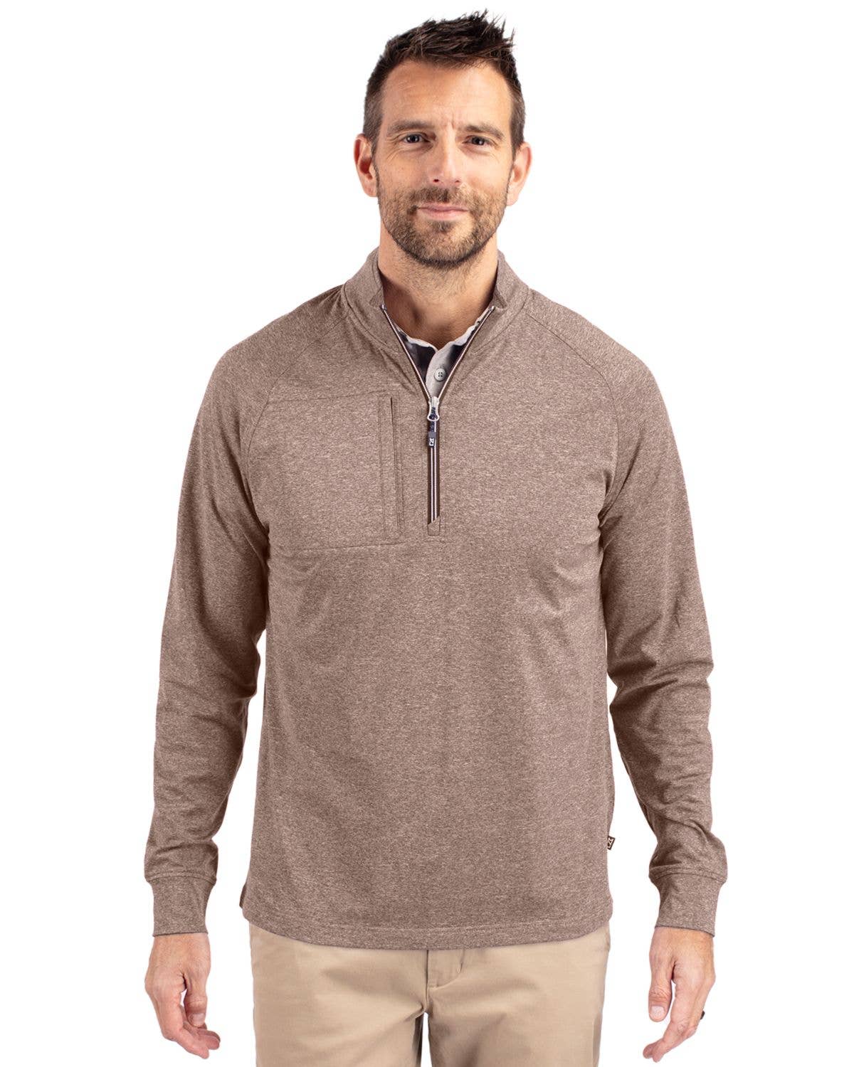 Cutter & Buck Adapt Eco Knit Heather Mens 1/4 Zip Pullover