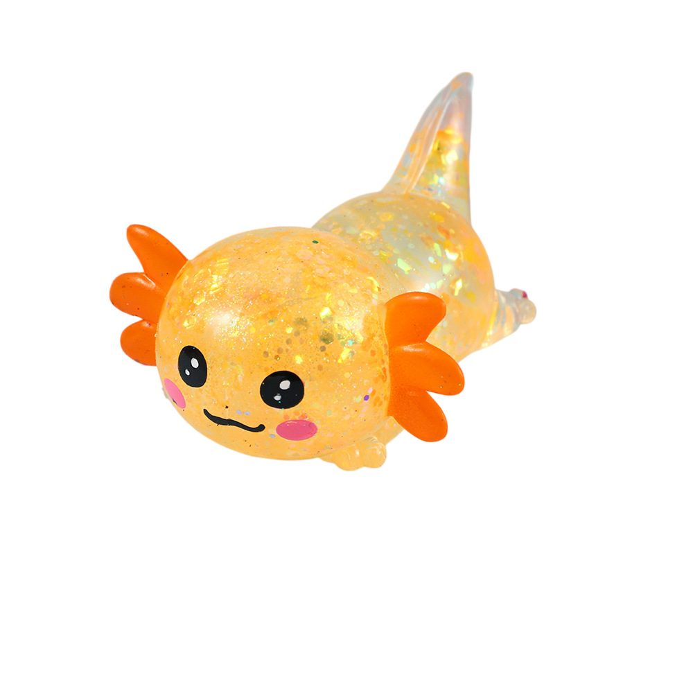Cartoon Glitter Lying Axolotl Squishy Slow Rising Stress Relief Squeeze Toy