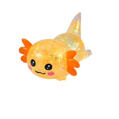 Cartoon Glitter Lying Axolotl Squishy Slow Rising Stress Relief Squeeze Toy