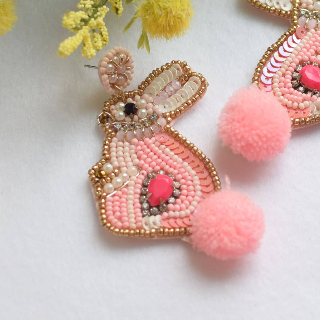 Easter Bead Earring | Bunny with Pink Tail