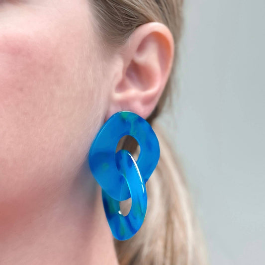 Marbled Linked Statement Dangle Earrings
