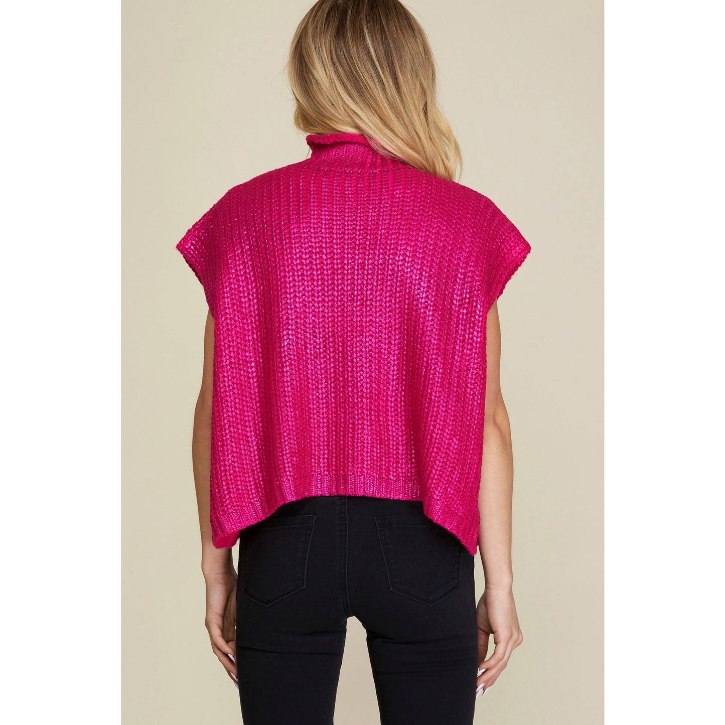 Metallic Foil Short Sleeve Sweater Top
