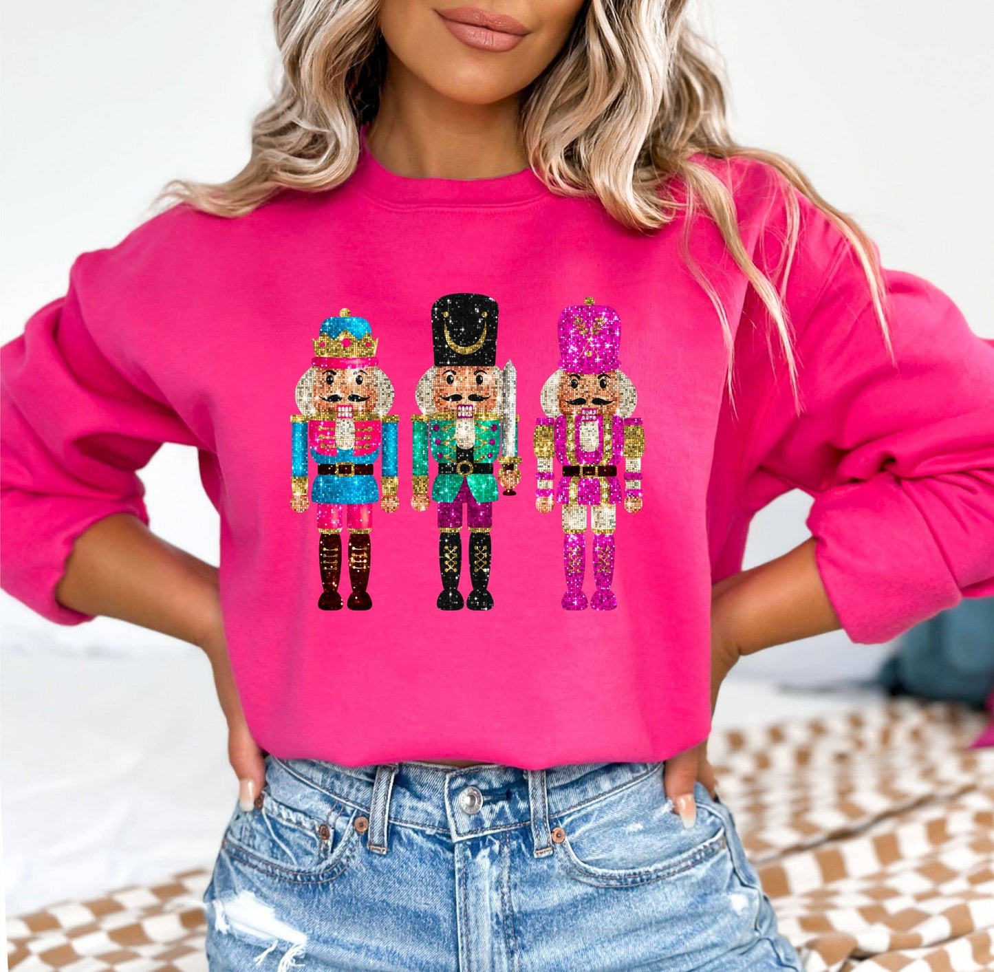 *PREPPY NUTCRACKER * SEQUIN EFFECT  CHRISTMAS SWEATSHIRT