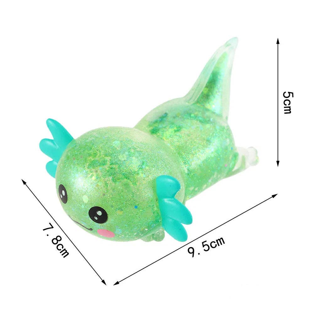 Cartoon Glitter Lying Axolotl Squishy Slow Rising Stress Relief Squeeze Toy