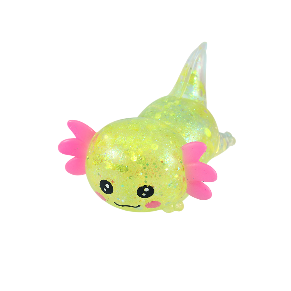Cartoon Glitter Lying Axolotl Squishy Slow Rising Stress Relief Squeeze Toy