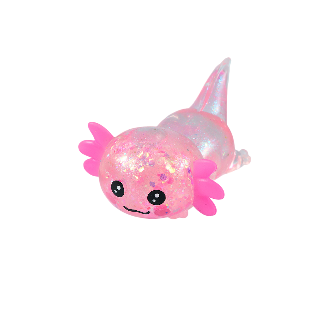 Cartoon Glitter Lying Axolotl Squishy Slow Rising Stress Relief Squeeze Toy