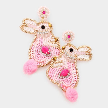 Easter Bead Earring | Bunny with Pink Tail