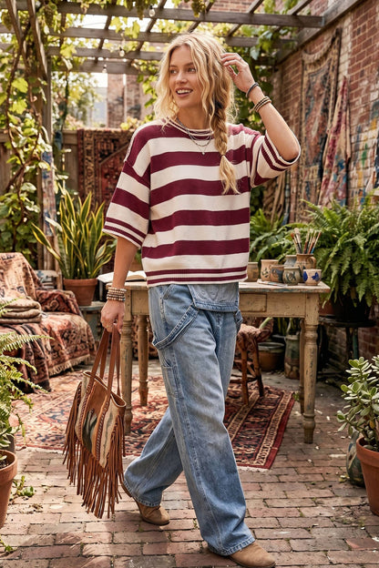 Gameday Stripe Knit Oversized Top