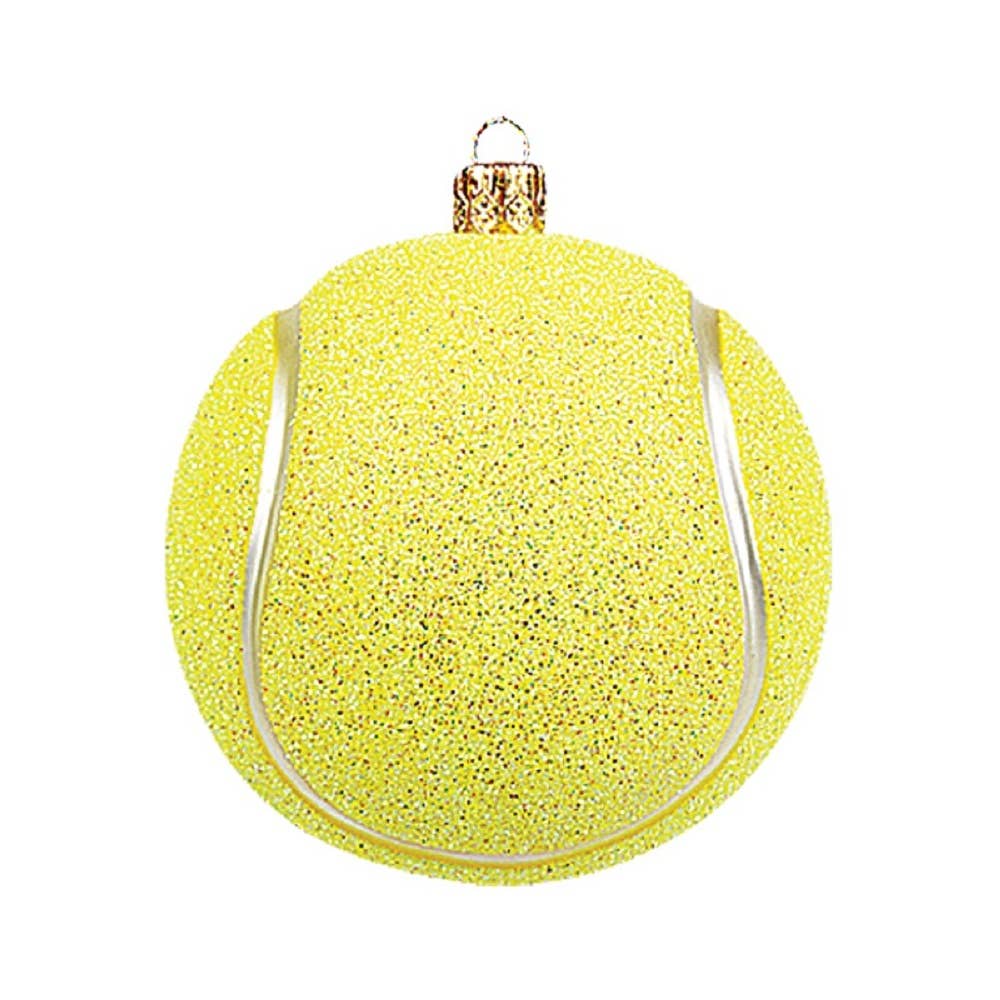 Tennis Ball Polish Blown Glass Christmas Ornament