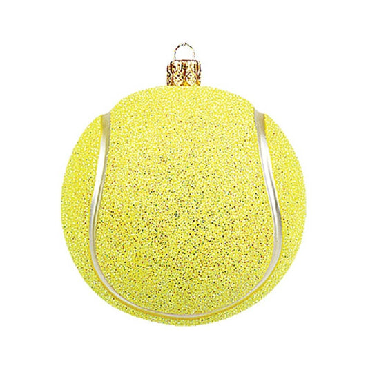 Tennis Ball Polish Blown Glass Christmas Ornament
