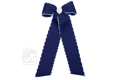 Moonstitch Two Tone Flat Bow Streamer (Dark Navy & White)