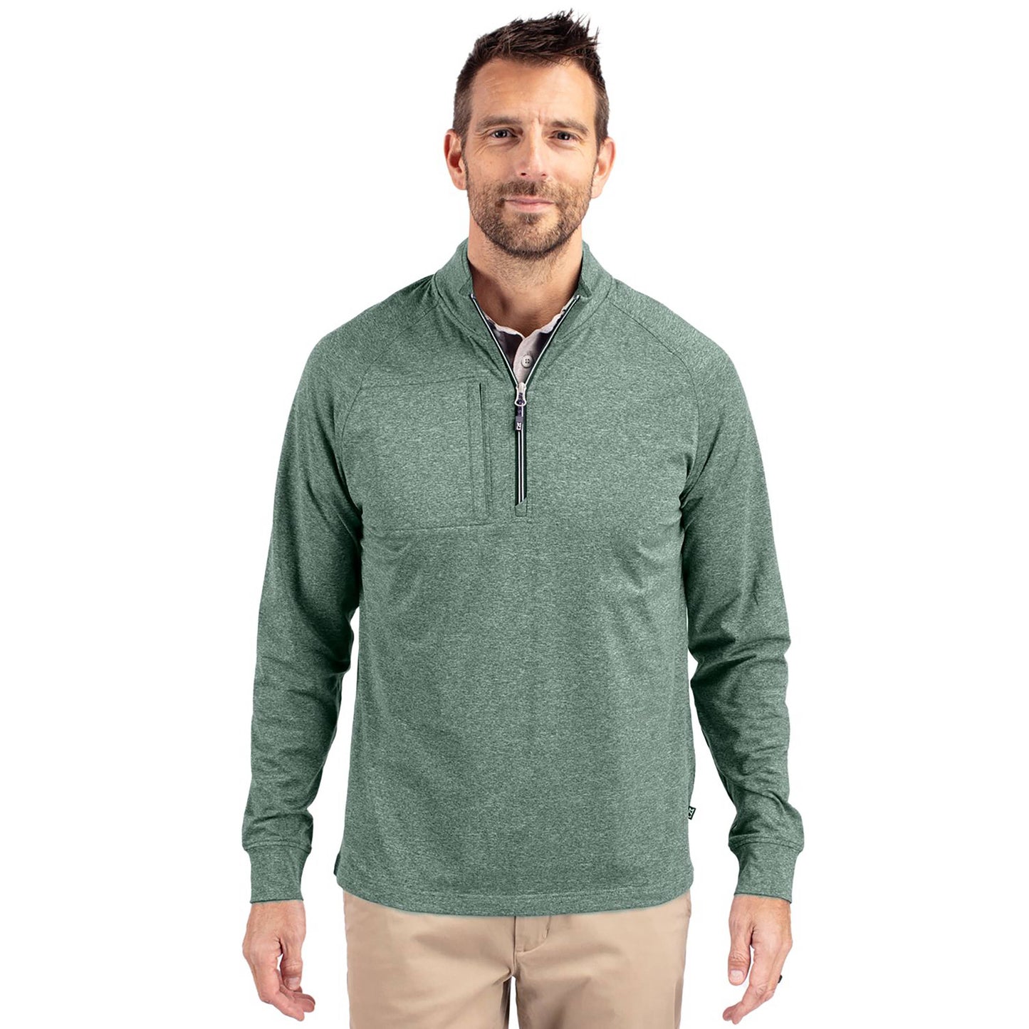 Cutter & Buck Adapt Eco Knit Heather Mens 1/4 Zip Pullover