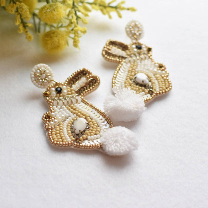 Easter Bead Earring | Bunny with White Tail