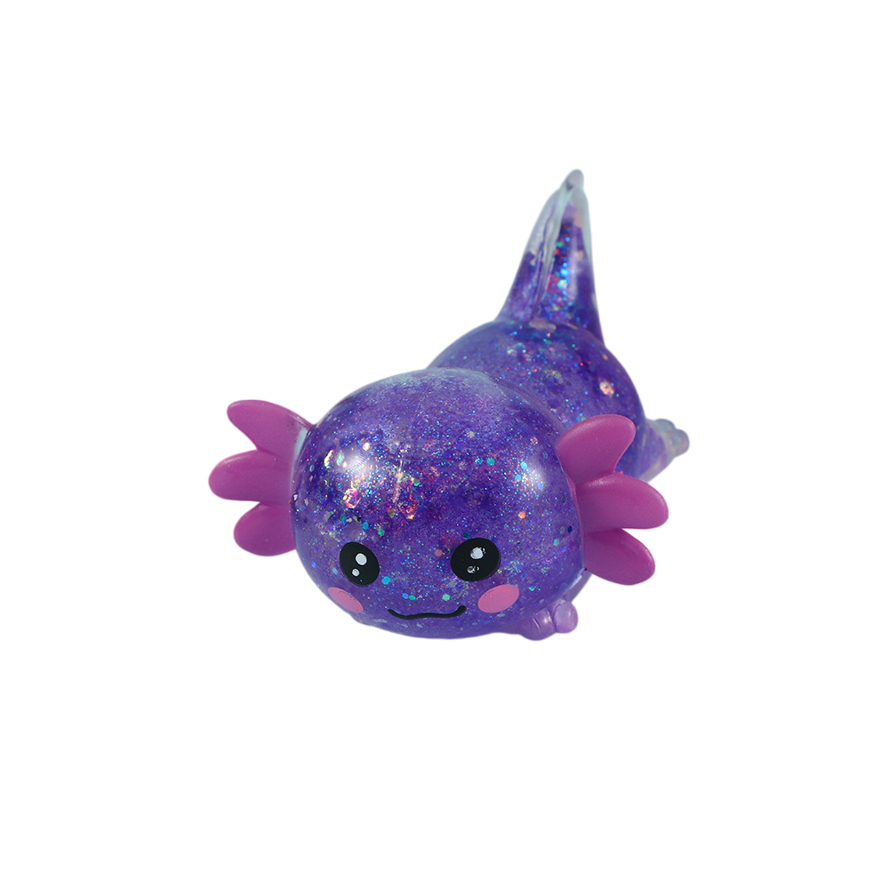 Cartoon Glitter Lying Axolotl Squishy Slow Rising Stress Relief Squeeze Toy