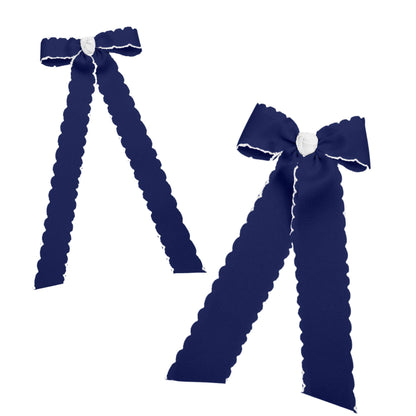 Moonstitch Two Tone Flat Bow Streamer (Dark Navy & White)