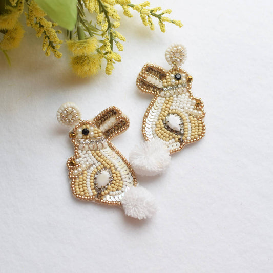 Easter Bead Earring | Bunny with White Tail