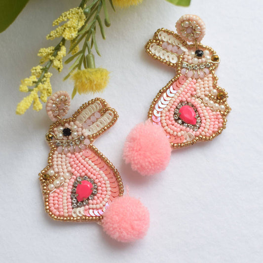 Easter Bead Earring | Bunny with Pink Tail